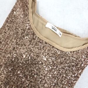 Talulah Womens Gold Sequin Blouse Fully Lined Size 2X